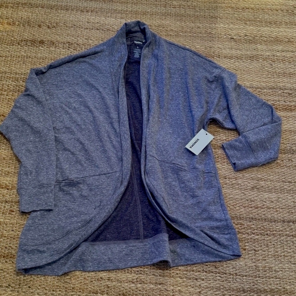 Sonoma women's L cardigan sweater black open front long sleeves